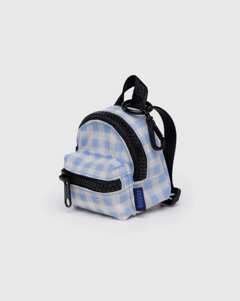 Charm Backpack - Light Blue Gingham