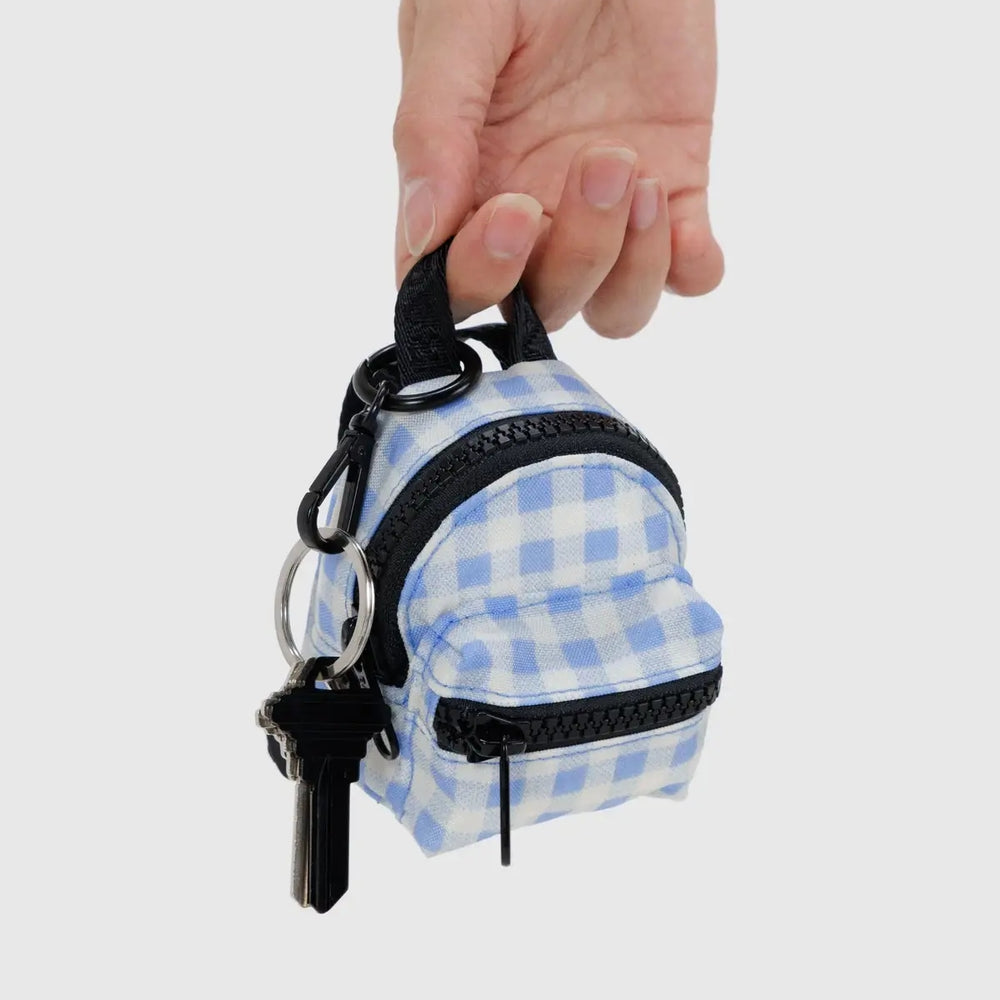 Charm Backpack - Light Blue Gingham