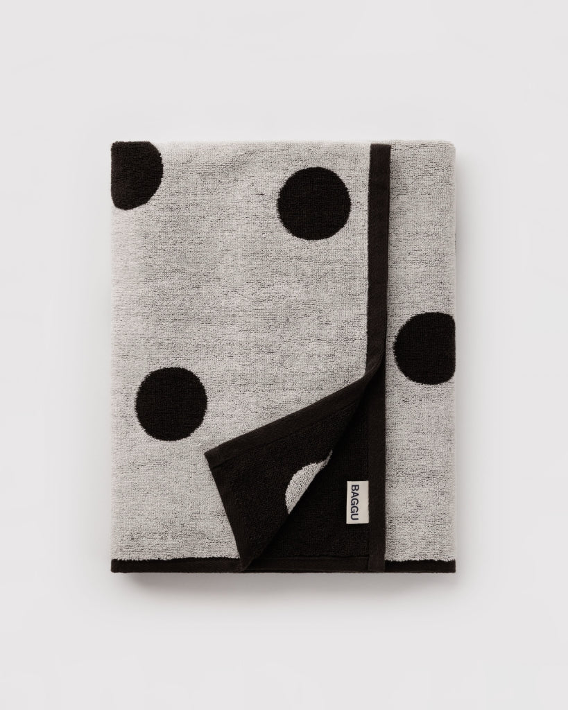 Bath Towel - Cream & Black Polka Dot