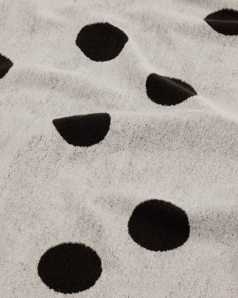 Bath Towel - Cream & Black Polka Dot