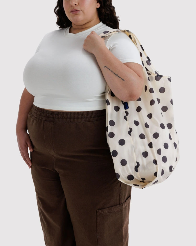 Big Reusable Bag - Cream & Black Polka Dot