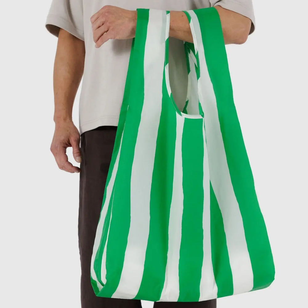 Big Reusable Bag - Green Painted Stripe