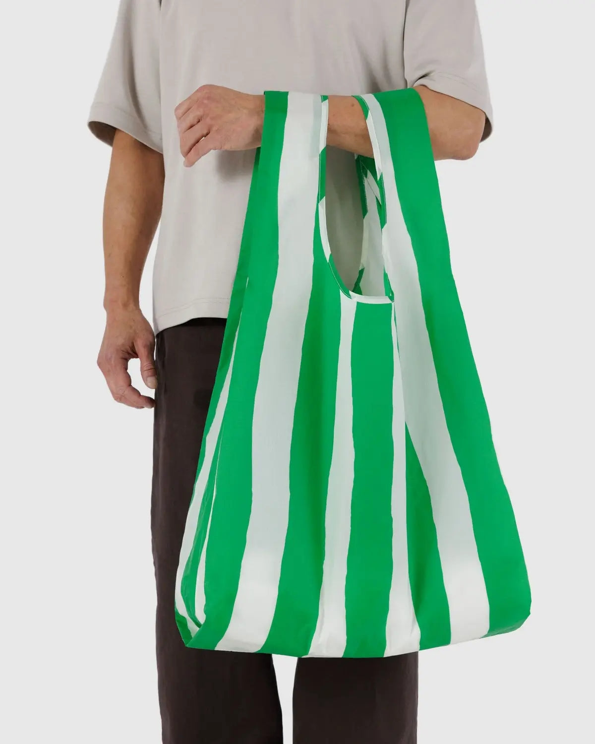 Big Reusable Bag - Green Painted Stripe