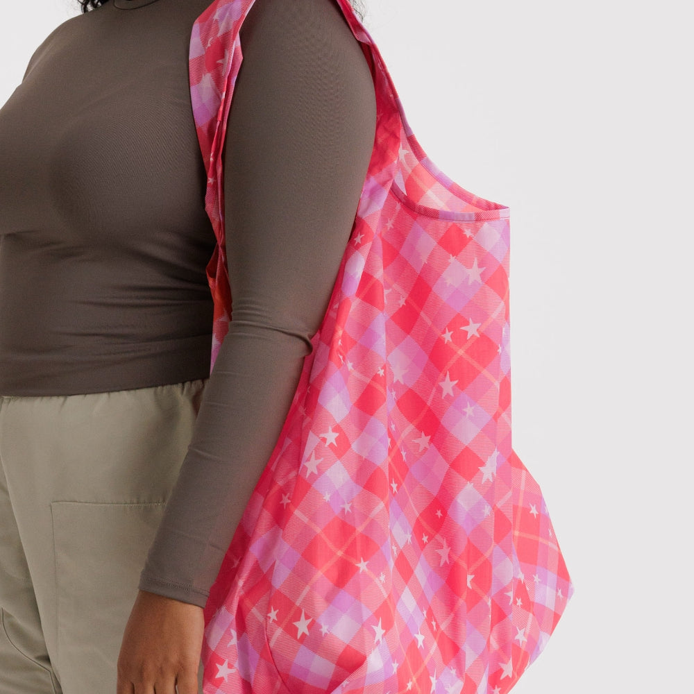 Big Reusable Bag - Pink Star Plaid [PRE ORDER]