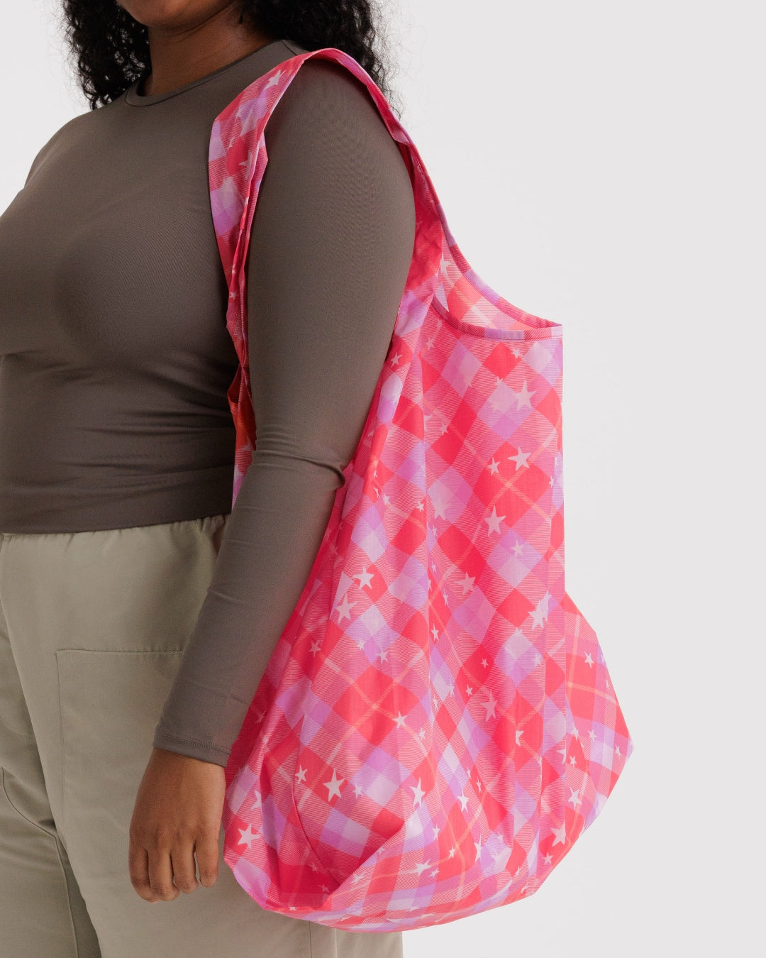 Big Reusable Bag - Pink Star Plaid [PRE ORDER]