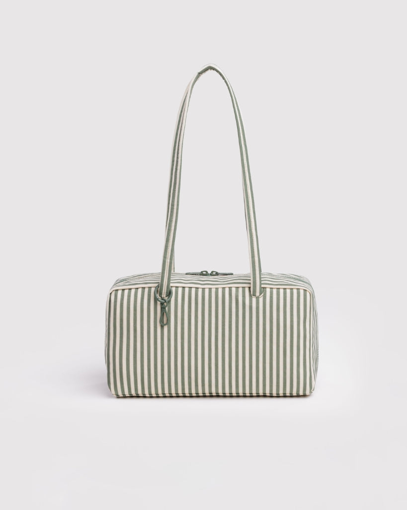 Regular Nylon Bowler Bag - Sage Stripe