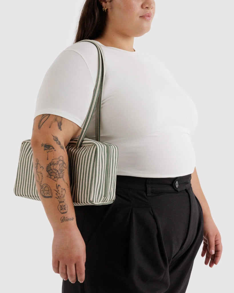 Regular Nylon Bowler Bag - Sage Stripe