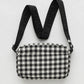 Camera Crossbody - Black & White Pixel Gingham