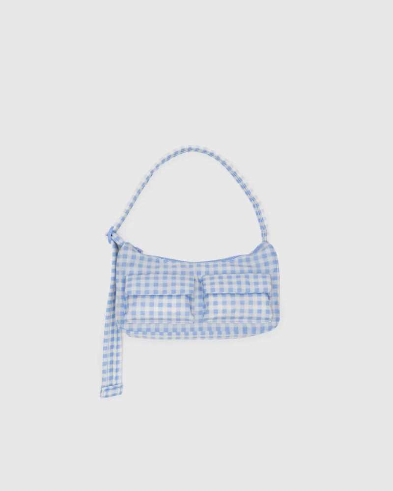 Cargo Shoulder Bag - Light Blue Gingham
