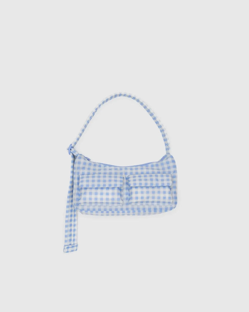 Cargo Shoulder Bag - Light Blue Gingham