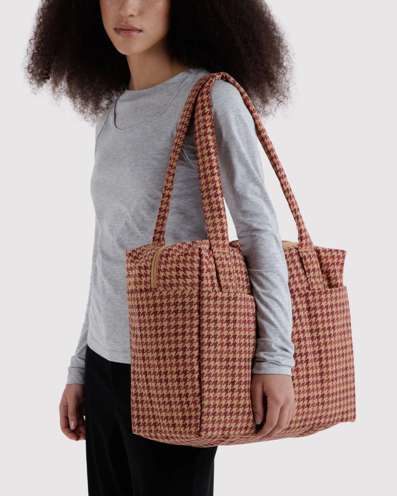 Small Cloud Carry-On Bag - Tan Houndstooth