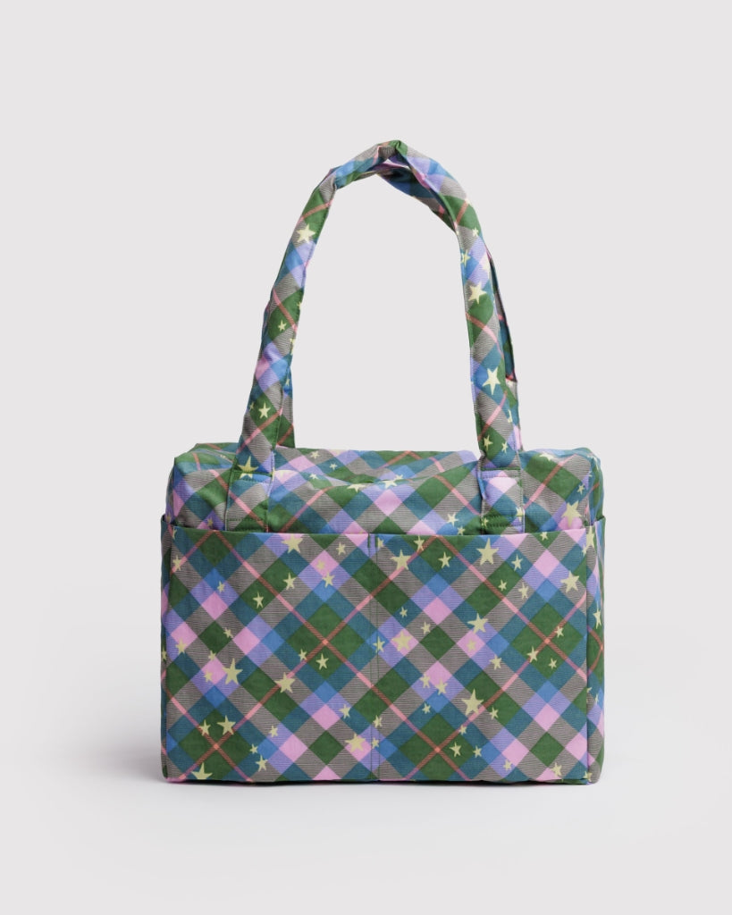 Small Cloud Carry-On Bag - Green Star Plaid [PRE ORDER]