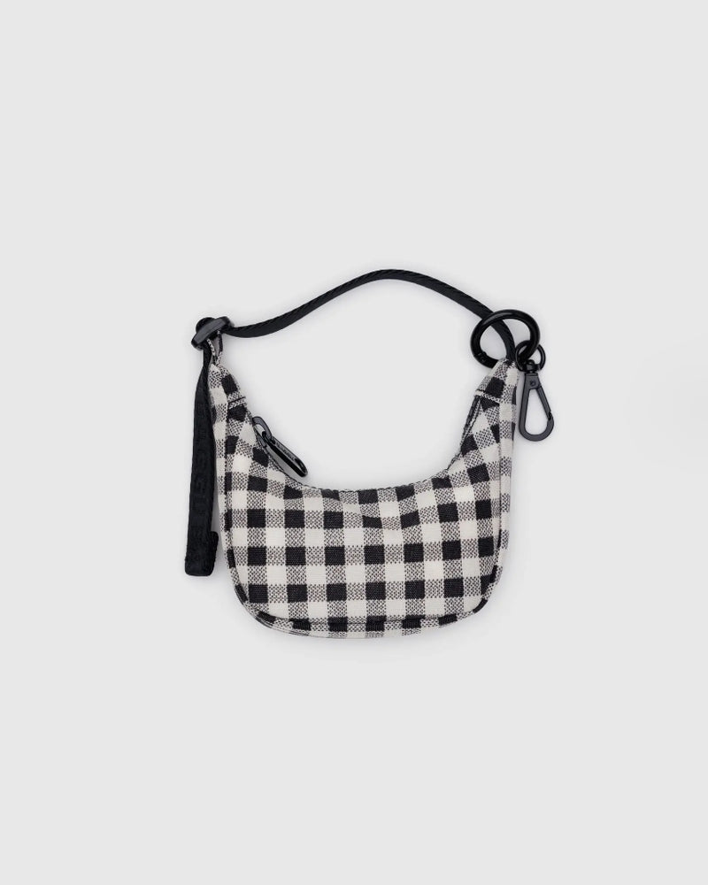 Charm Crescent Bag - Black & White Gingham