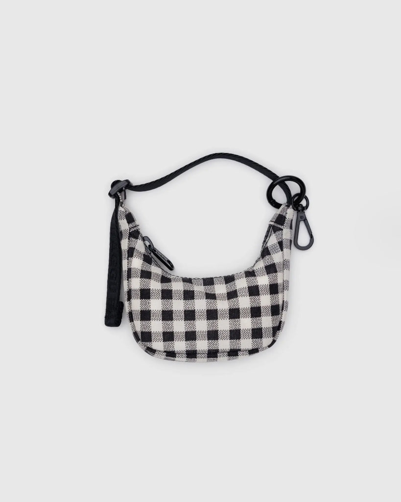 Charm Crescent Bag - Black & White Gingham
