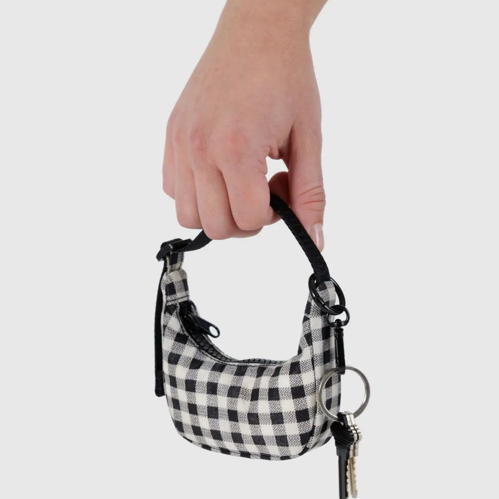 Charm Crescent Bag - Black & White Gingham