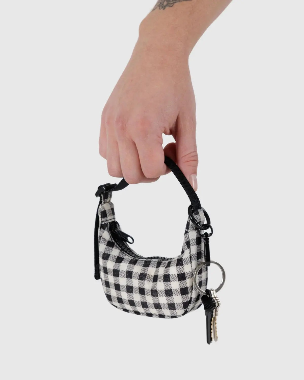 Charm Crescent Bag - Black & White Gingham