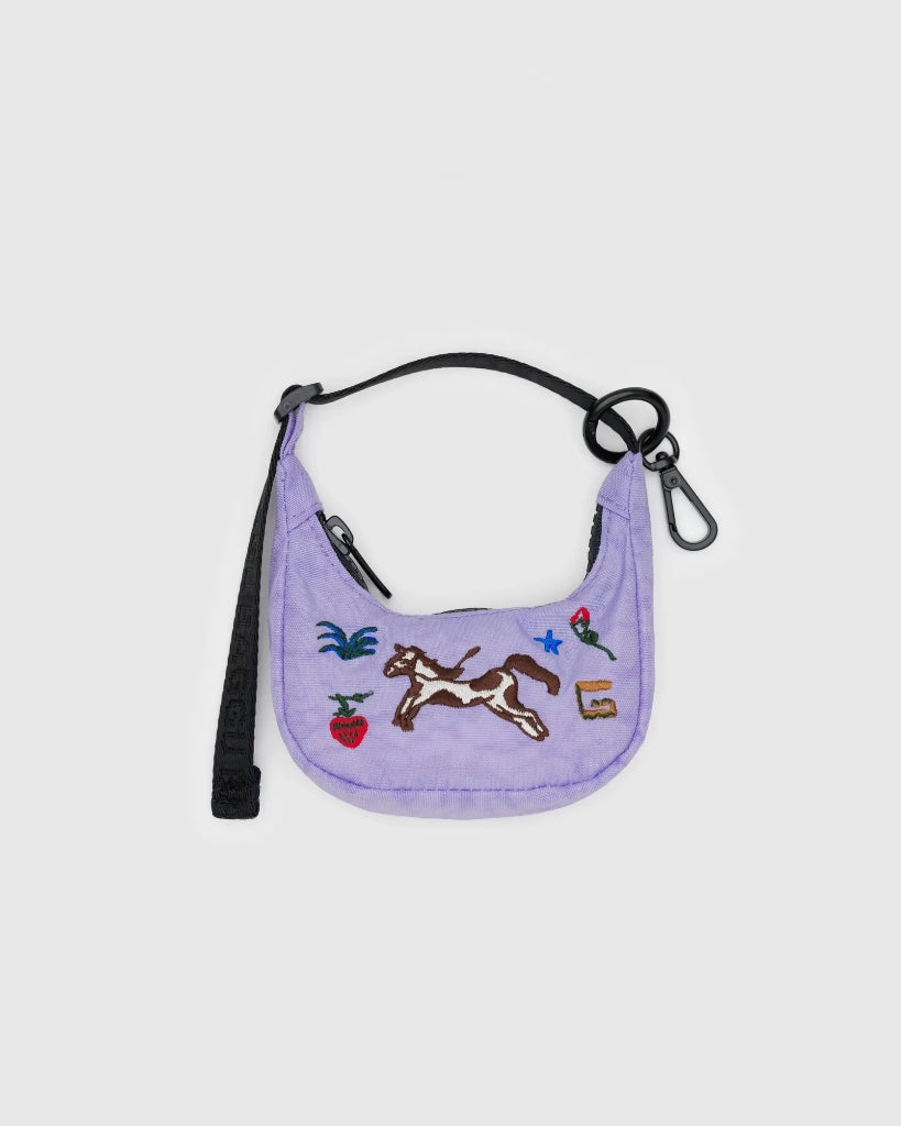 Charm Crescent Bag - Embroidered Pony