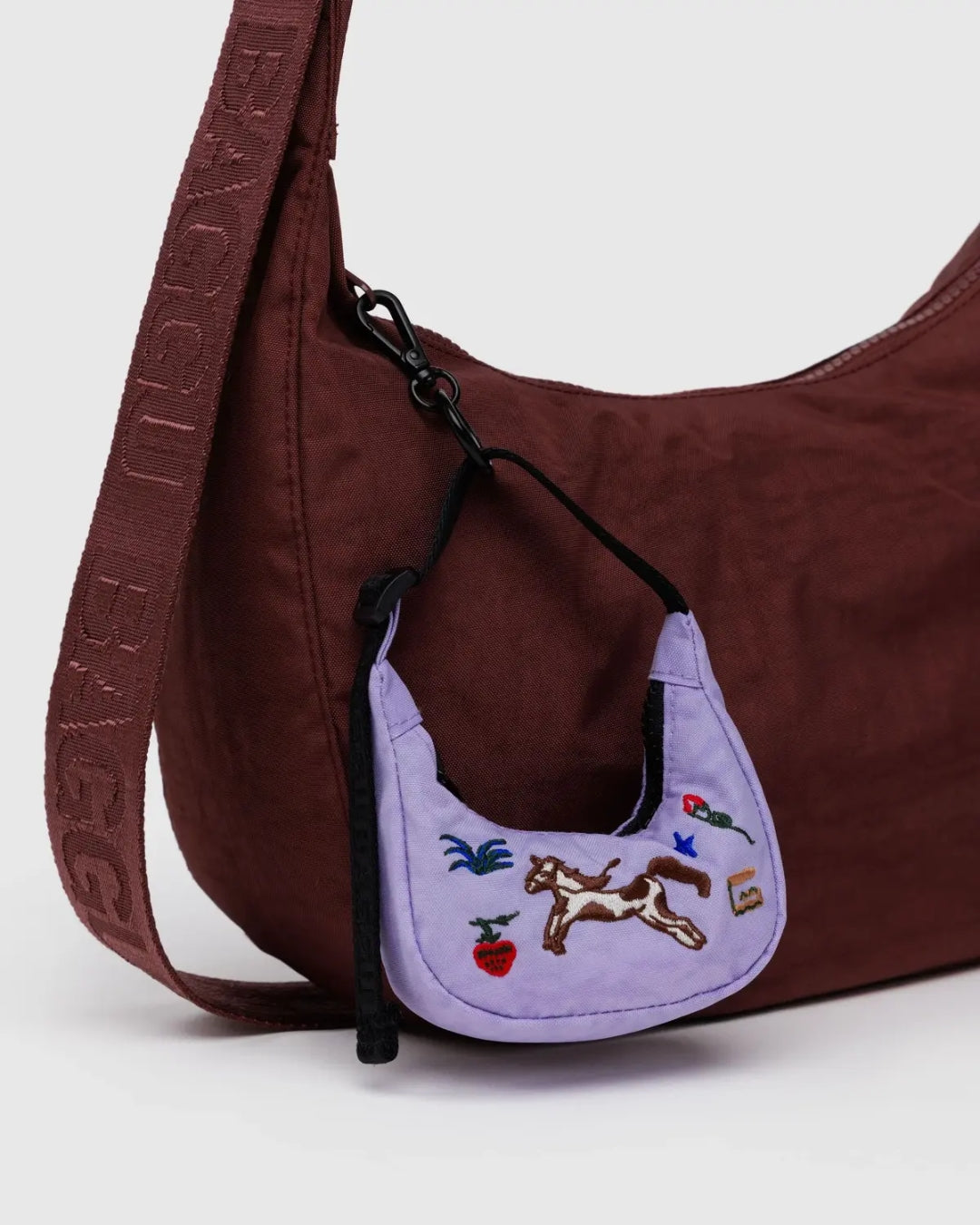 Charm Crescent Bag - Embroidered Pony