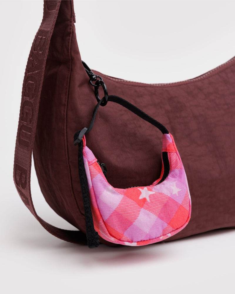 Charm Crescent Bag - Pink Star Plaid [PRE ORDER]