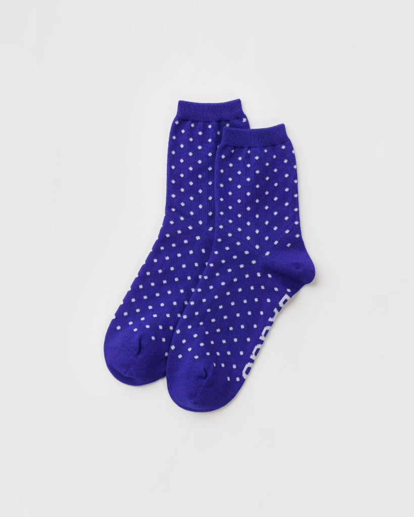 Crew Socks - Micro Blue & White Polkadot