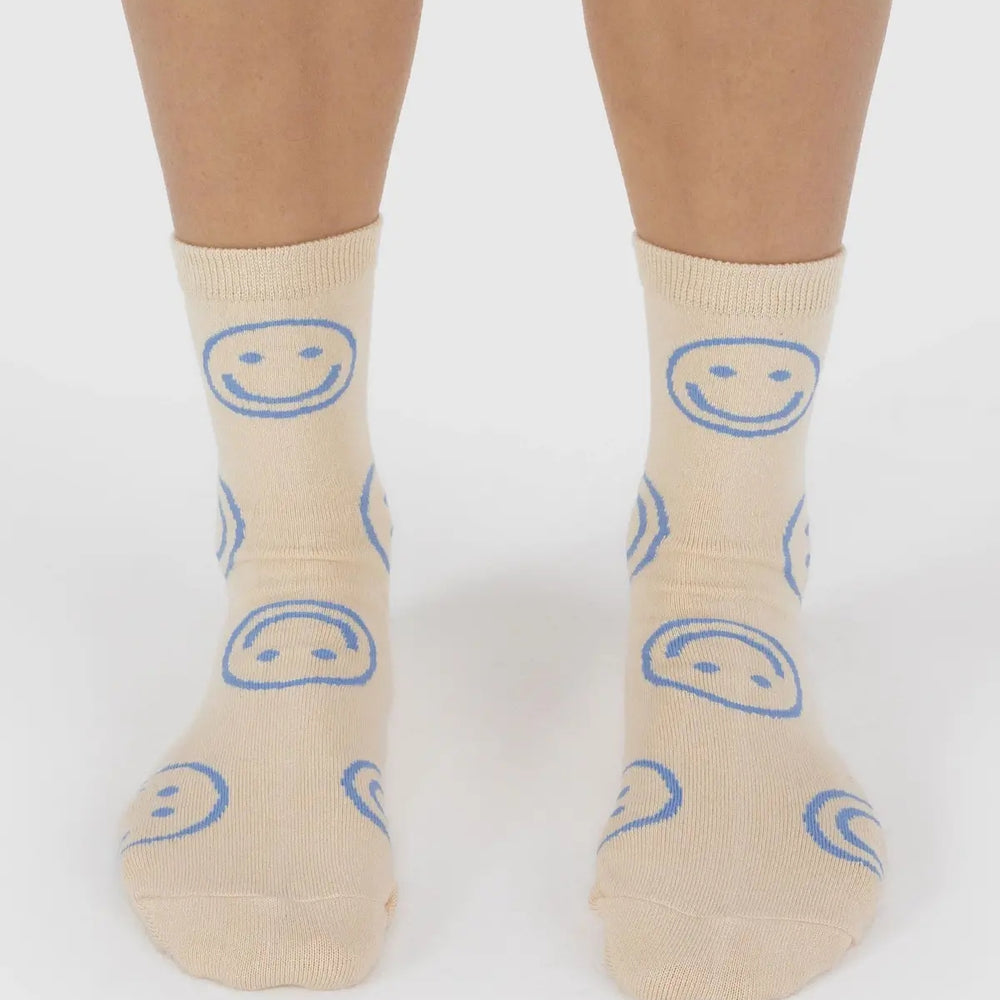 
                      
                        Crew Socks - Ecru Periwinkle Happy
                      
                    