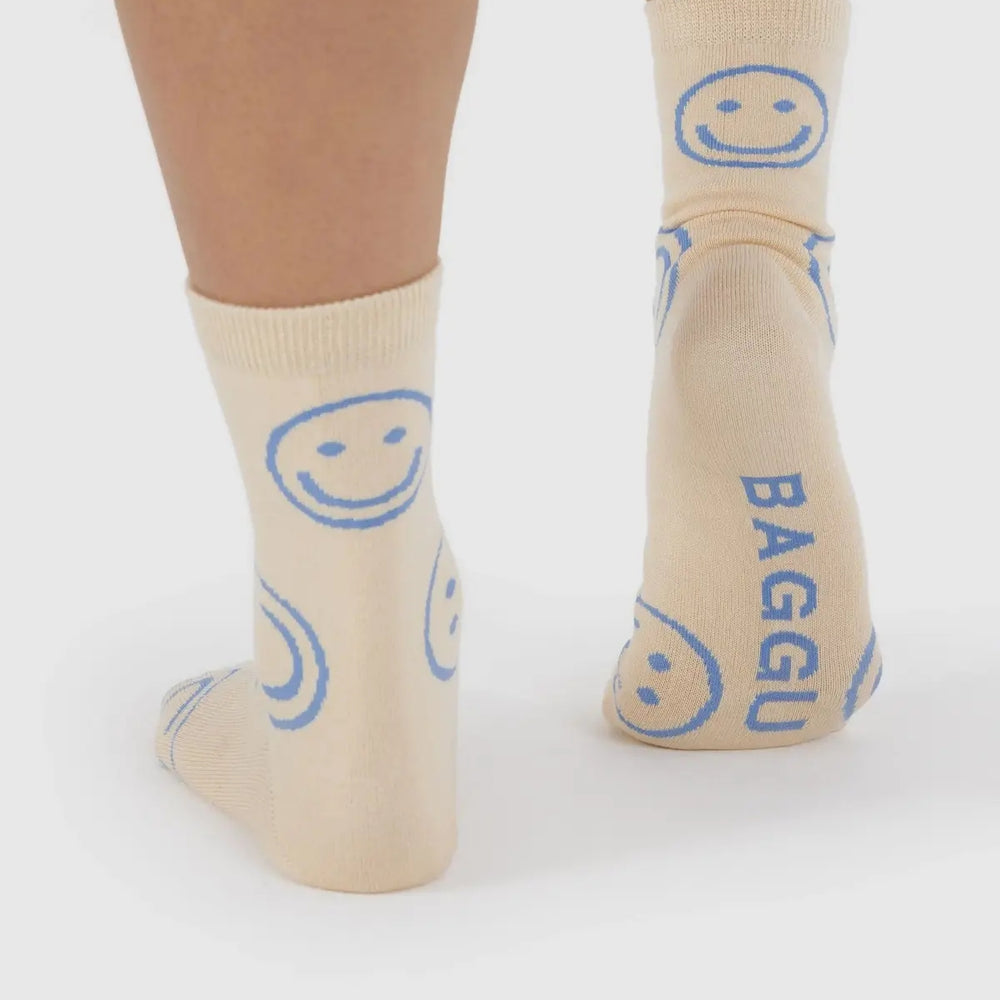 
                      
                        Crew Socks - Ecru Periwinkle Happy
                      
                    