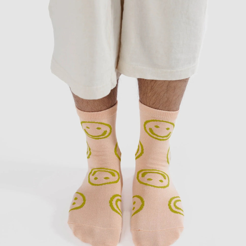 Crew Socks - Light Pink Happy [PRE ORDER]