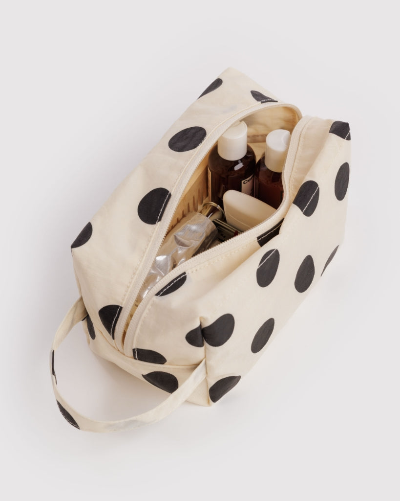 Dopp Kit - Cream & Black Polkadot