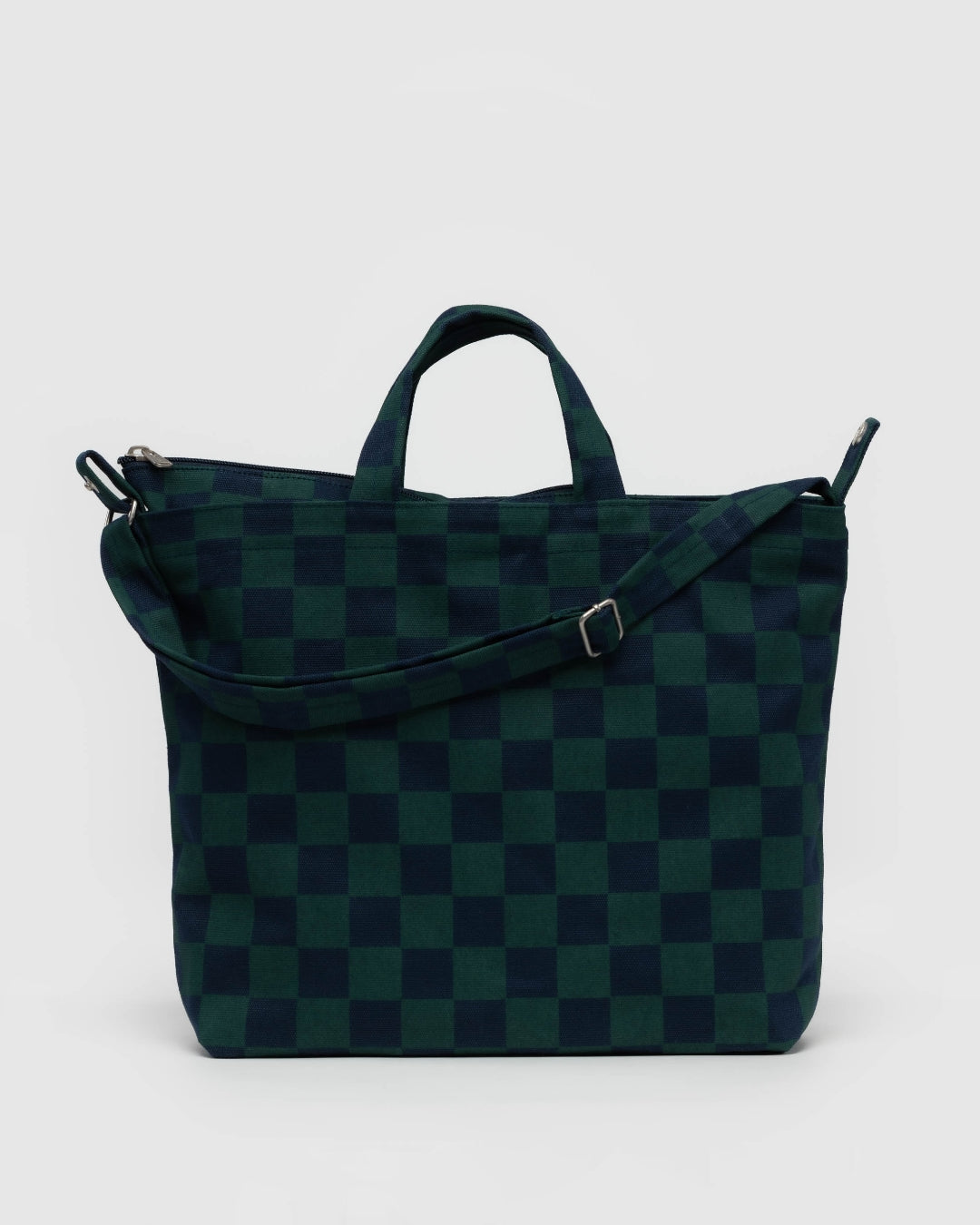 Horizontal Zip Duck Bag - Navy Green Check [PRE ORDER]