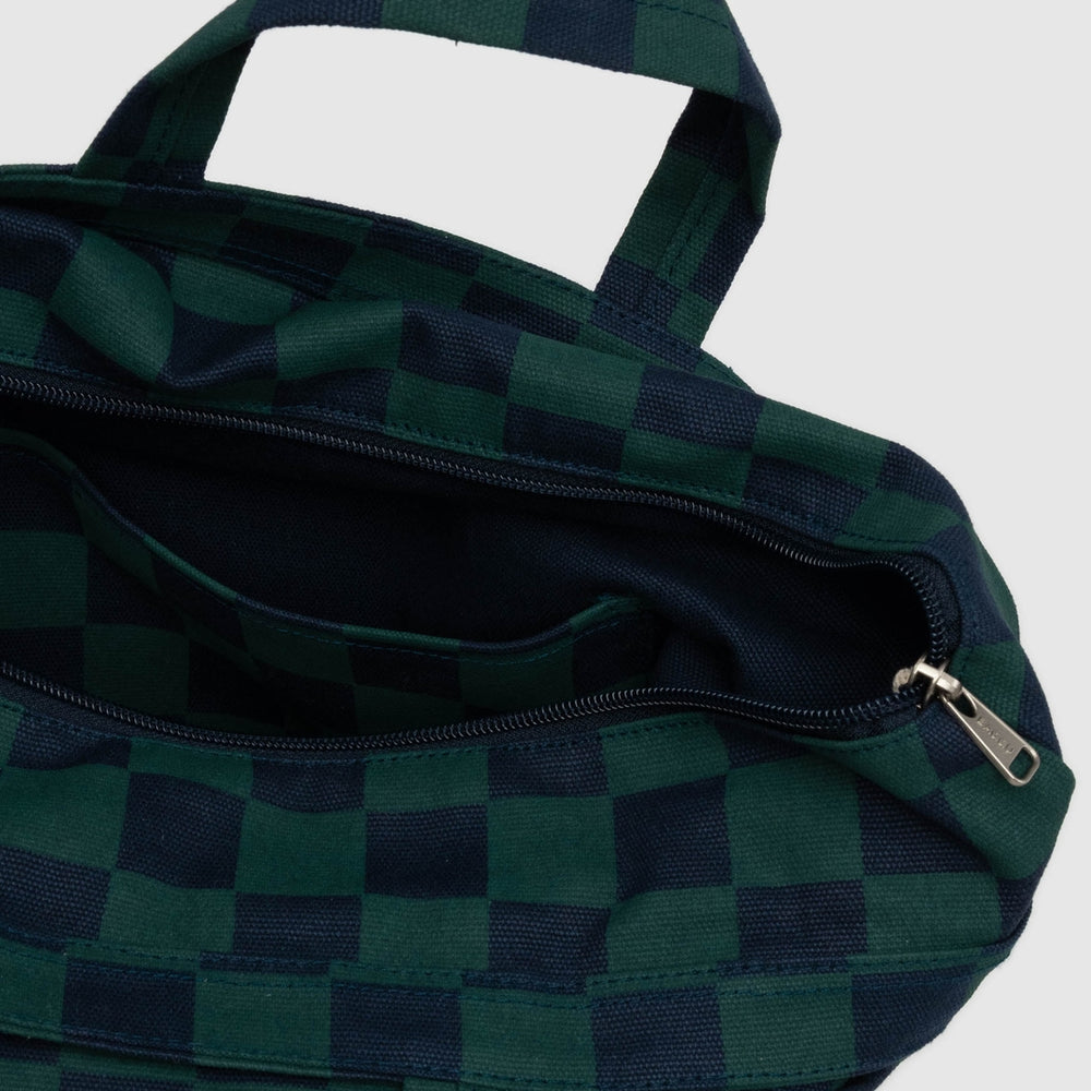 Horizontal Zip Duck Bag - Navy Green Check [PRE ORDER]