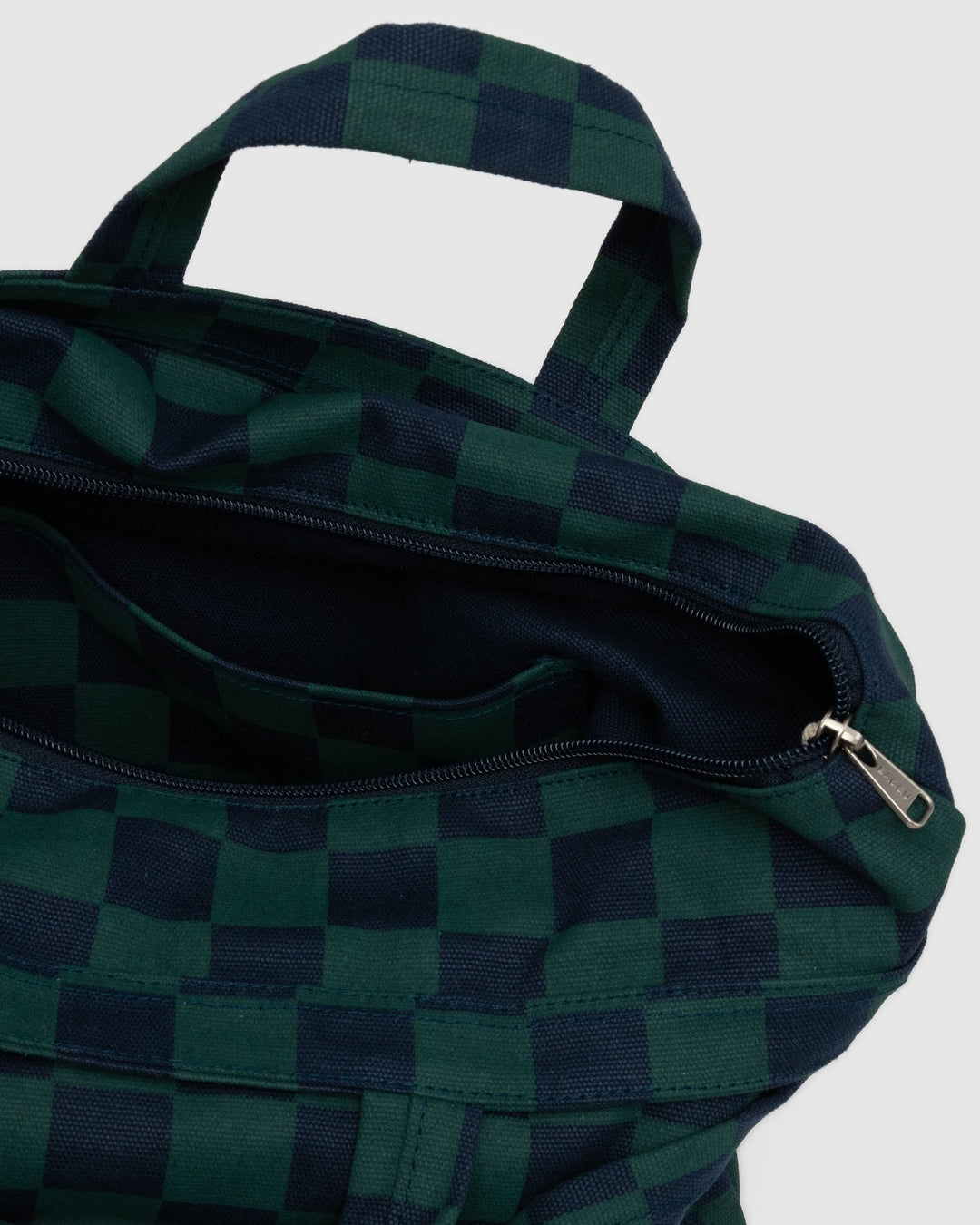 Horizontal Zip Duck Bag - Navy Green Check [PRE ORDER]