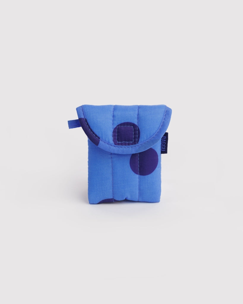 Puffy Earbuds Case - Blue Polka Dot