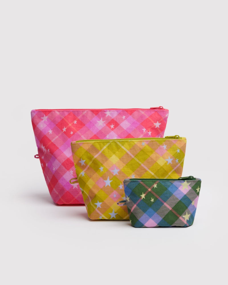 Go Pouch Set - Star Plaid