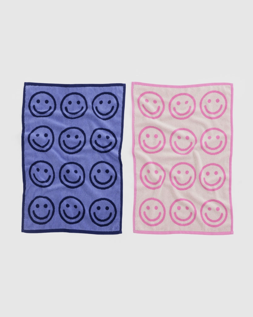 Hand Towel Set Of Two - Happy Pink Blue [PRE ORDER]