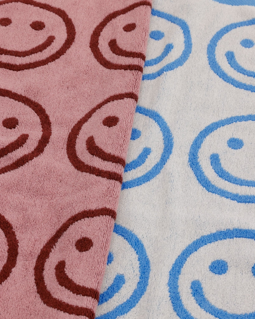 Hand Towel Set Of Two - Sky Blue & Blush Happy