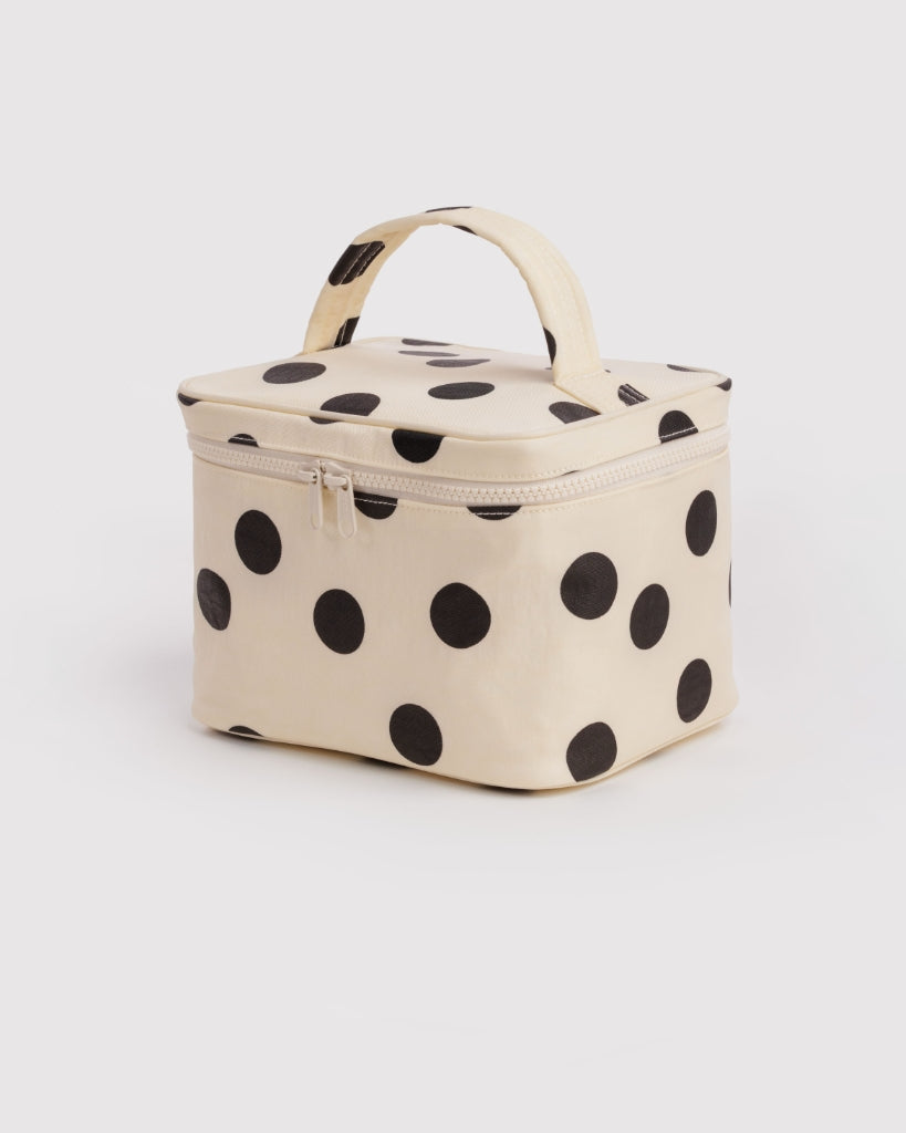 Cosmetic Case Large - Cream & Black Polka Dot