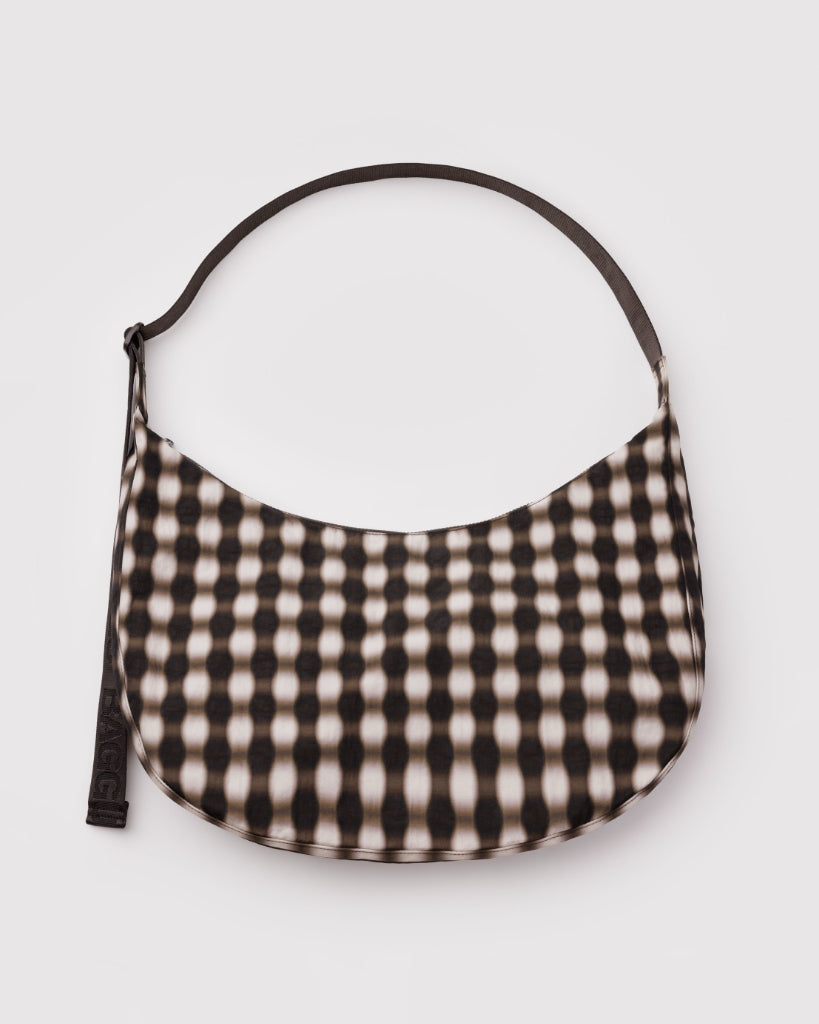 Large Crescent Bag - Blurred Gingham Brown