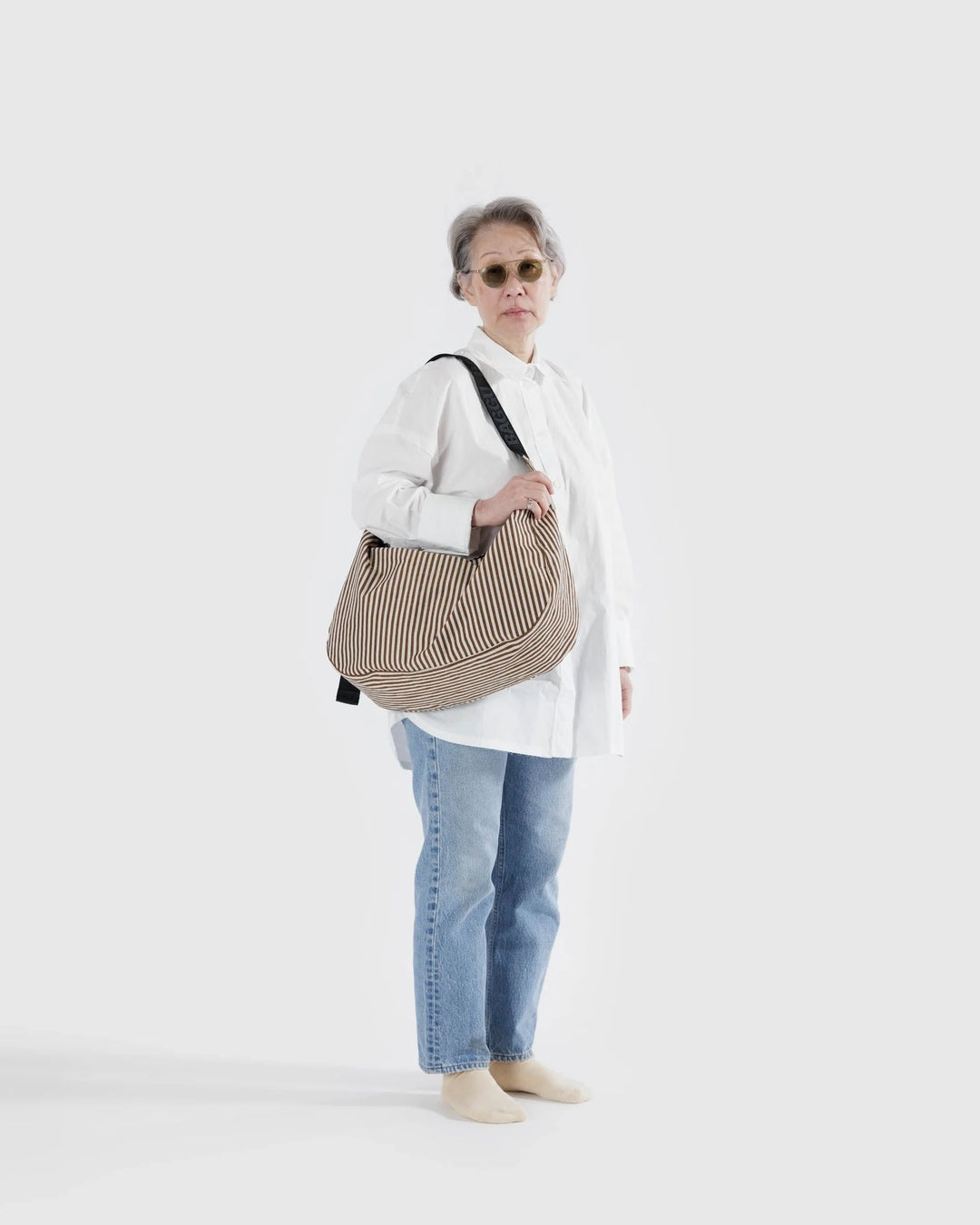 Large Crescent Bag - Brown Stripe