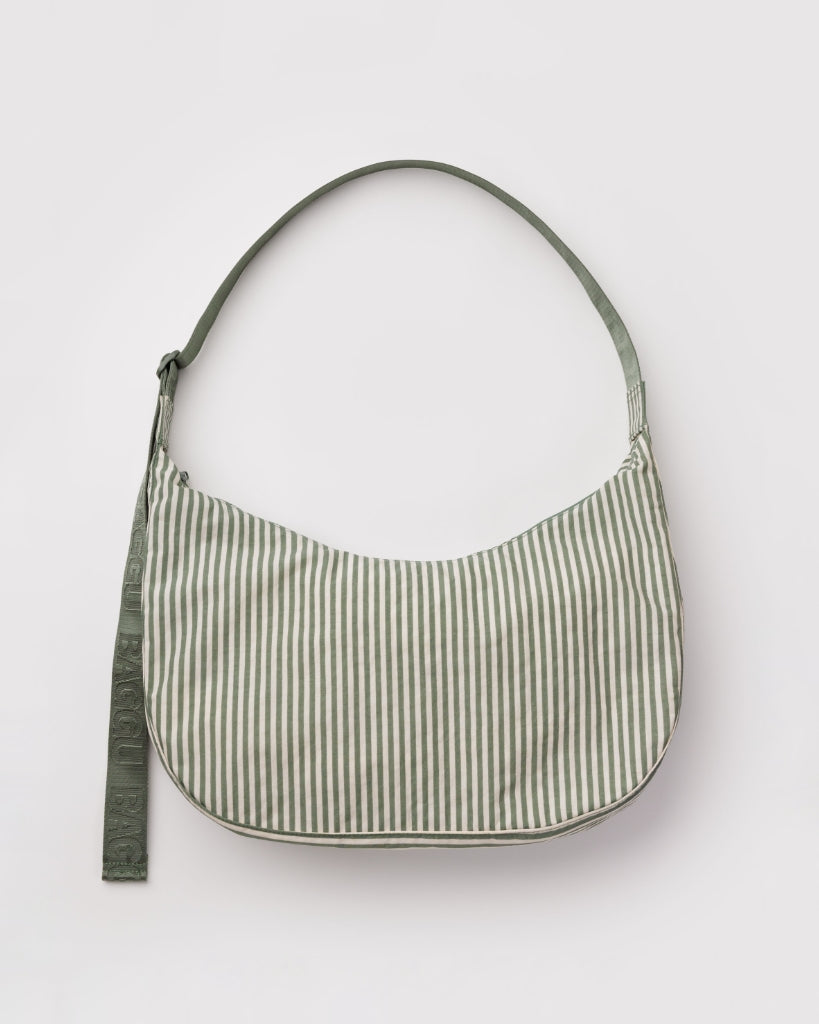 Large Crescent Bag - Sage Stripe