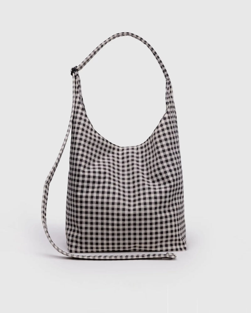 Large Nylon Sling Bag - Black & White Gingham [PRE ORDER]