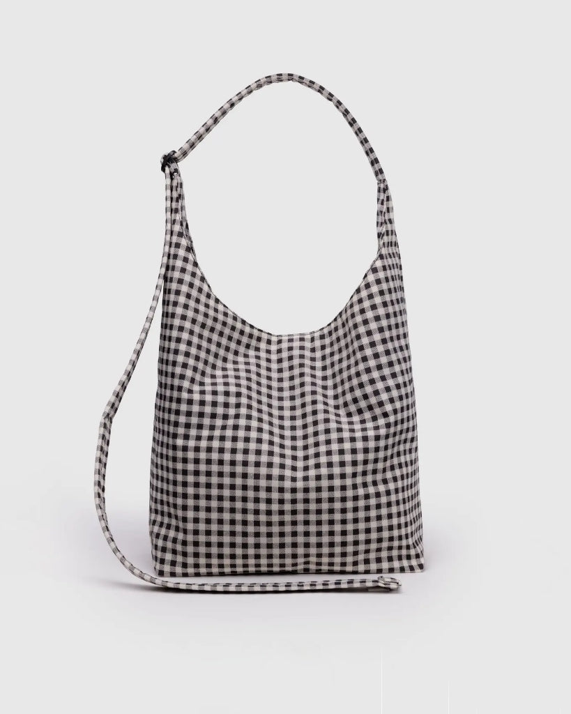 Large Nylon Sling Bag - Black & White Gingham [PRE ORDER]