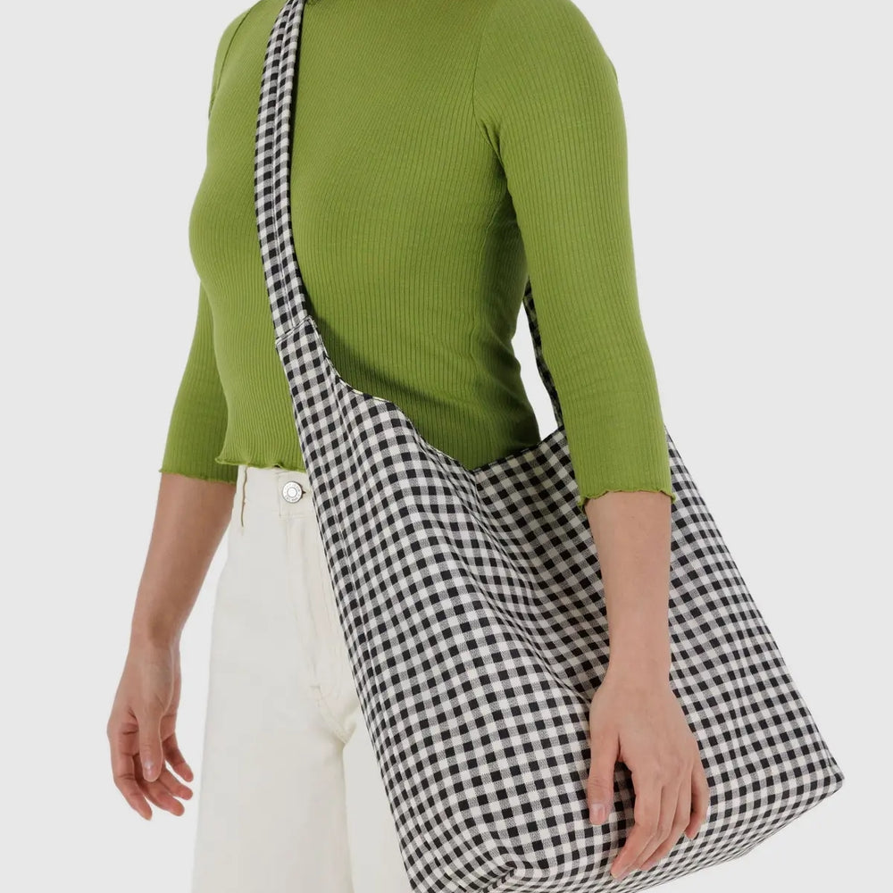 Large Nylon Sling Bag - Black & White Gingham [PRE ORDER]