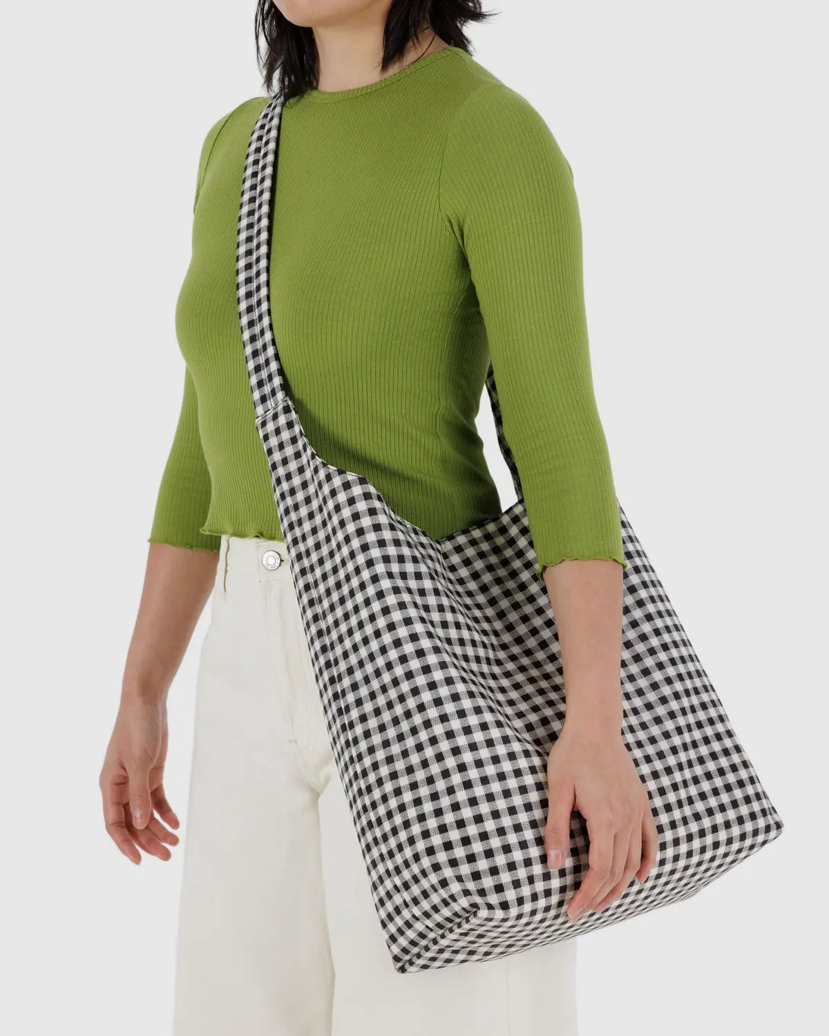 Large Nylon Sling Bag - Black & White Gingham [PRE ORDER]