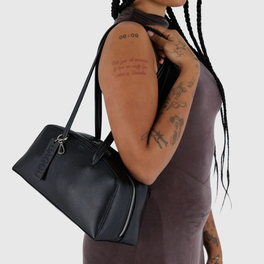 
                      
                        Medium Recycled Leather Bowler Bag - Black
                      
                    