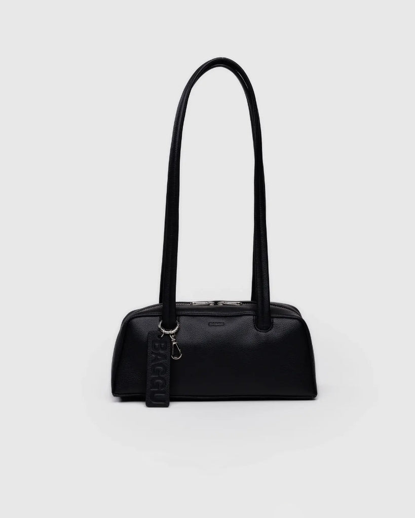 Small Recycled Leather Bowler Bag - Black