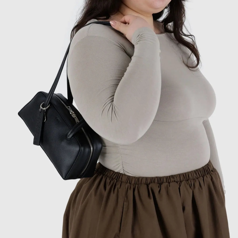 
                      
                        Small Recycled Leather Bowler Bag - Black
                      
                    