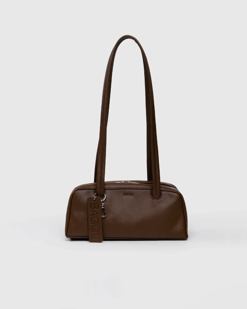Small Recycled Leather Bowler Bag - Brown