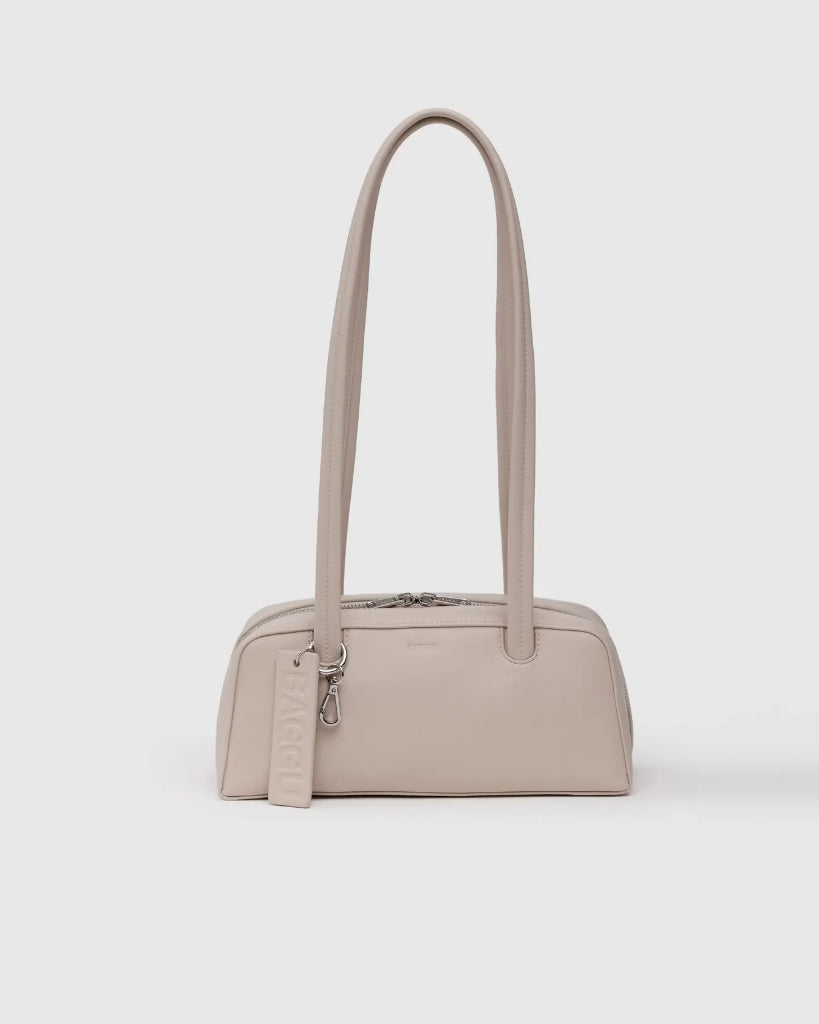Small Recycled Leather Bowler Bag - Stone