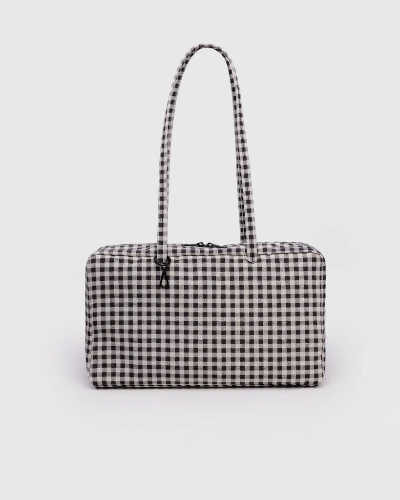 Medium Nylon Bowler Bag - Black & White Gingham [PRE ORDER]