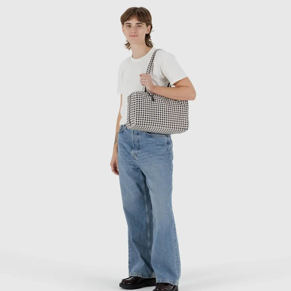 
                      
                        Medium Nylon Bowler Bag - Black & White Gingham [PRE ORDER]
                      
                    
